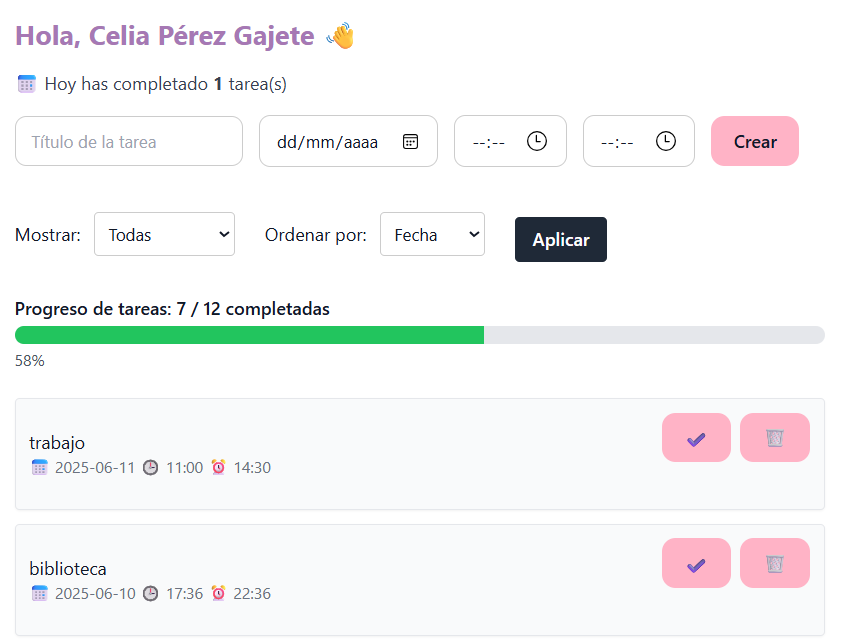 Gestor de tareas de Inlive